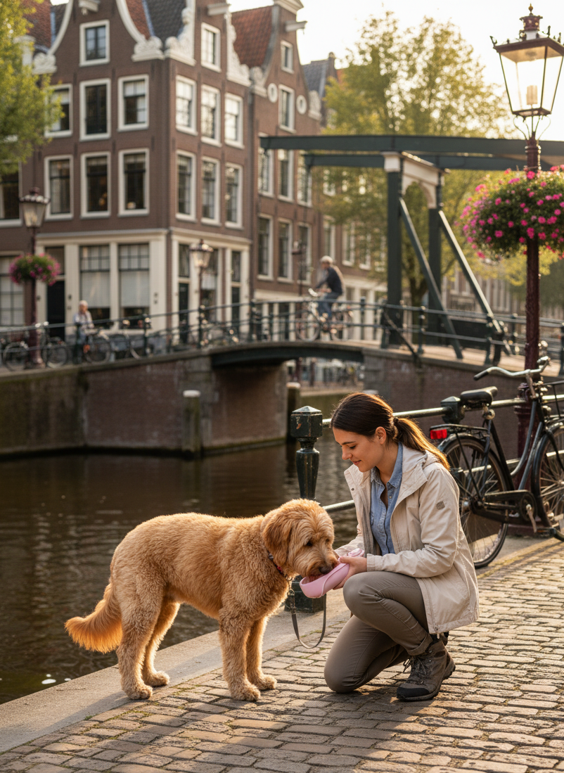Draagbare multifunctionele waterfles voor honden